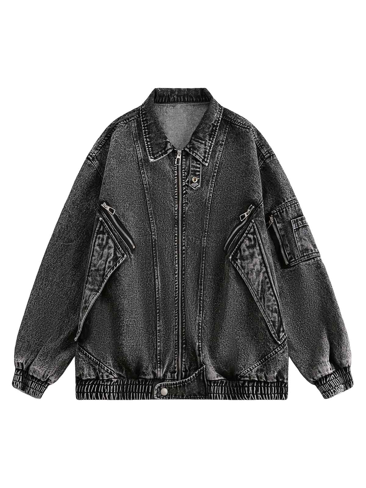 Jaqueta Pavtros Studios Technical Acid Wash Denim Bomber