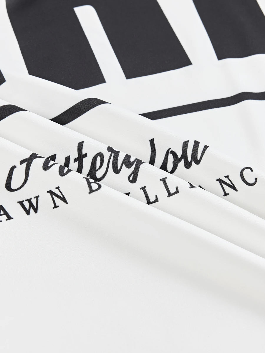 SWAVVY Camiseta Casual Masculina com Estampa de Letra, Decote Redondo e Ombros Caídos, Verão