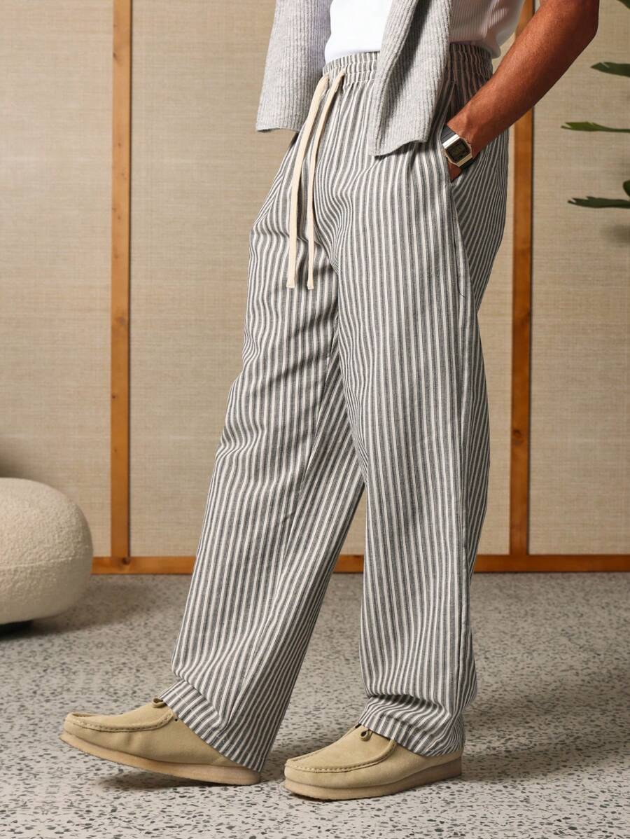 Calça Pavtros Studios Linen Pinstripe Relaxed Trousers