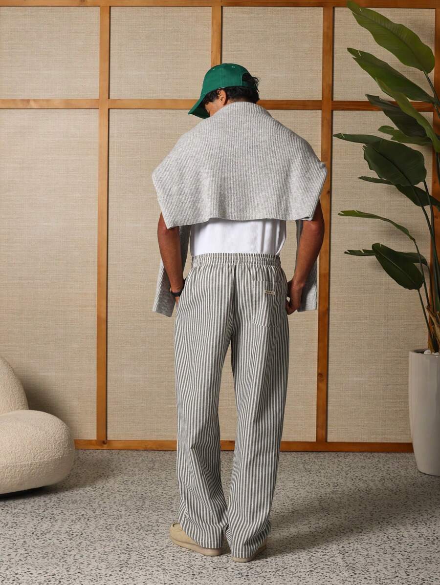 Calça Pavtros Studios Linen Pinstripe Relaxed Trousers