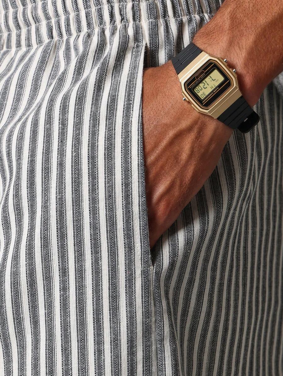 Calça Pavtros Studios Linen Pinstripe Relaxed Trousers