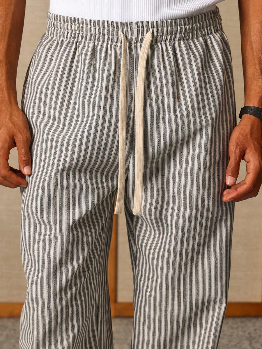 Calça Pavtros Studios Linen Pinstripe Relaxed Trousers