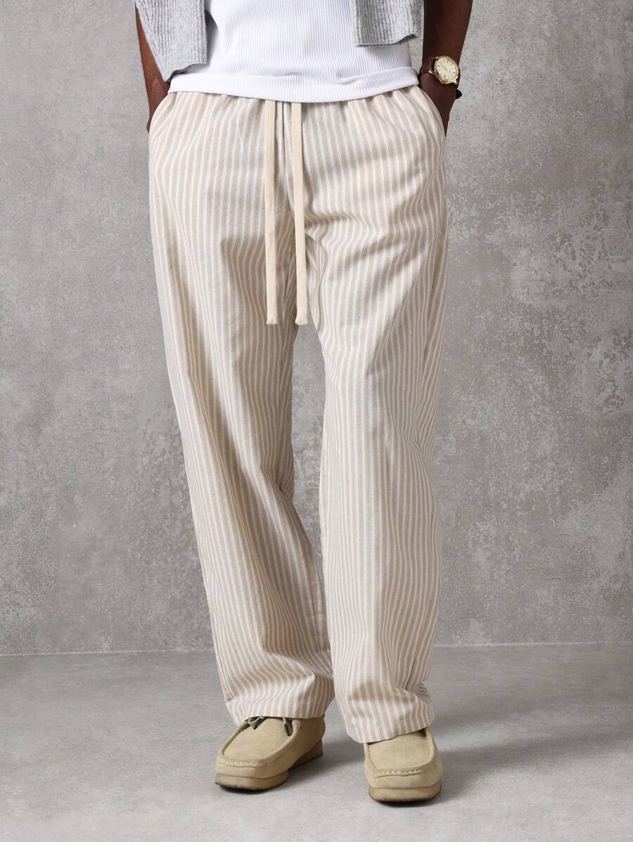 Calça Pavtros Studios Linen Pinstripe Relaxed Trousers