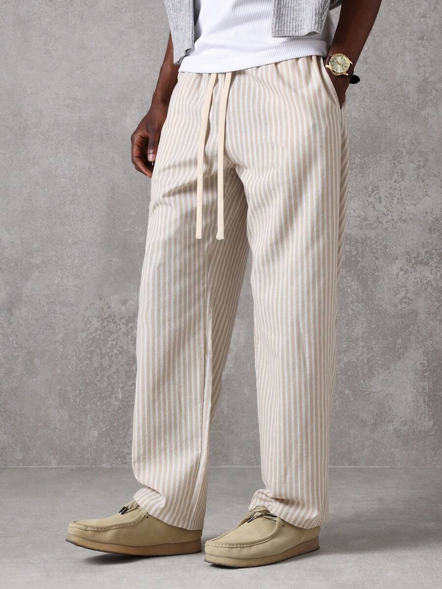 Calça Pavtros Studios Linen Pinstripe Relaxed Trousers