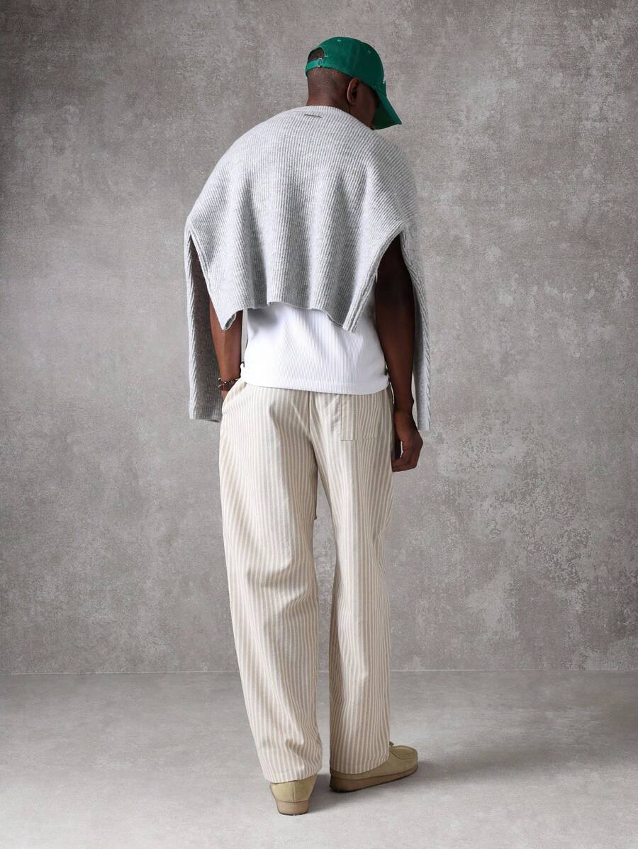 Calça Pavtros Studios Linen Pinstripe Relaxed Trousers