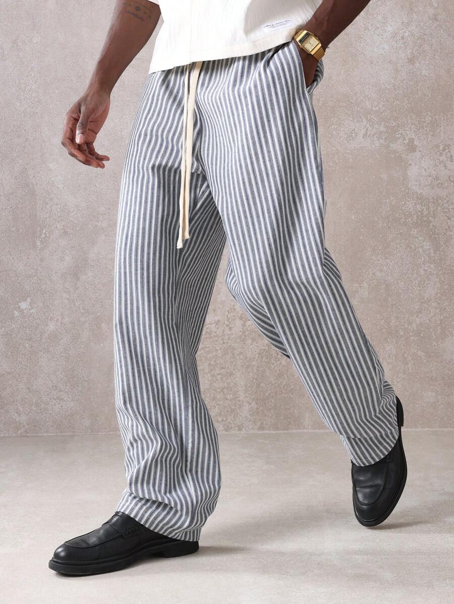 Calça Pavtros Studios Linen Pinstripe Relaxed Trousers