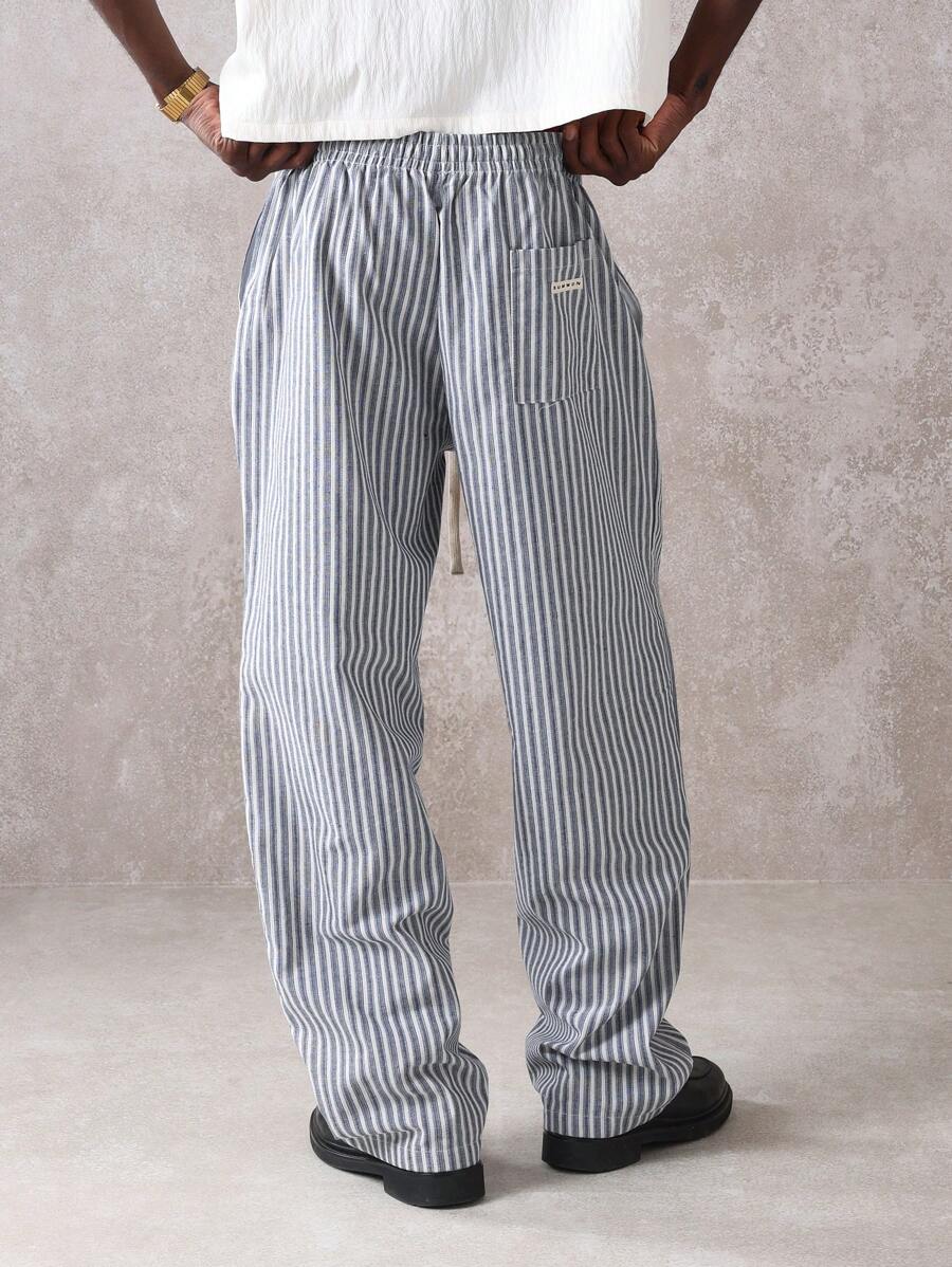 Calça Pavtros Studios Linen Pinstripe Relaxed Trousers