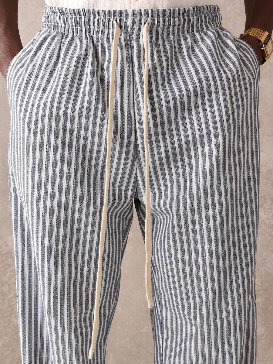 Calça Pavtros Studios Linen Pinstripe Relaxed Trousers