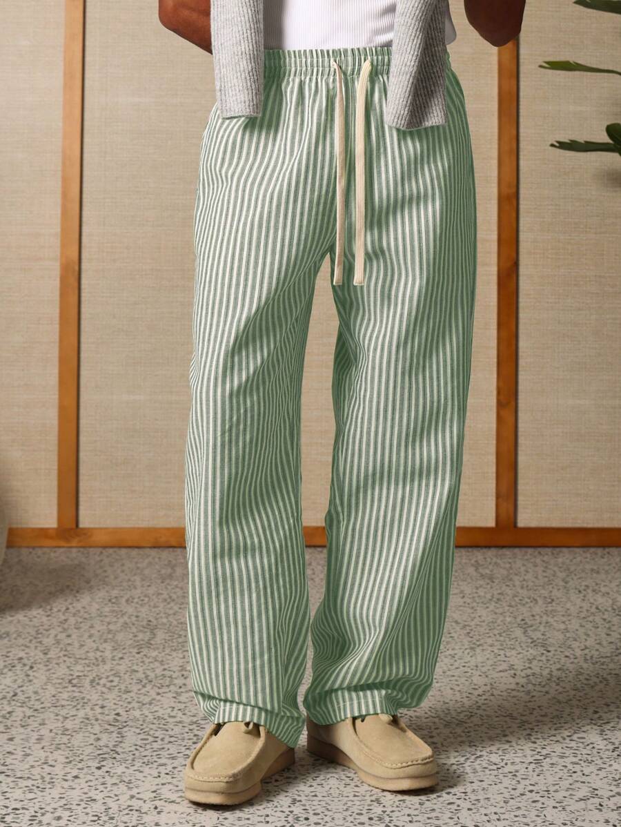 Calça Pavtros Studios Linen Pinstripe Relaxed Trousers