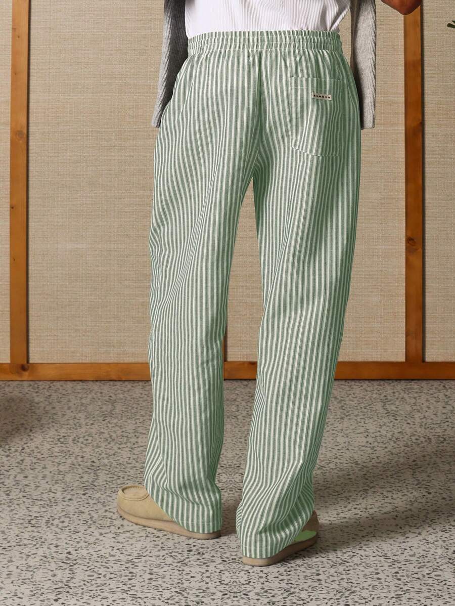 Calça Pavtros Studios Linen Pinstripe Relaxed Trousers