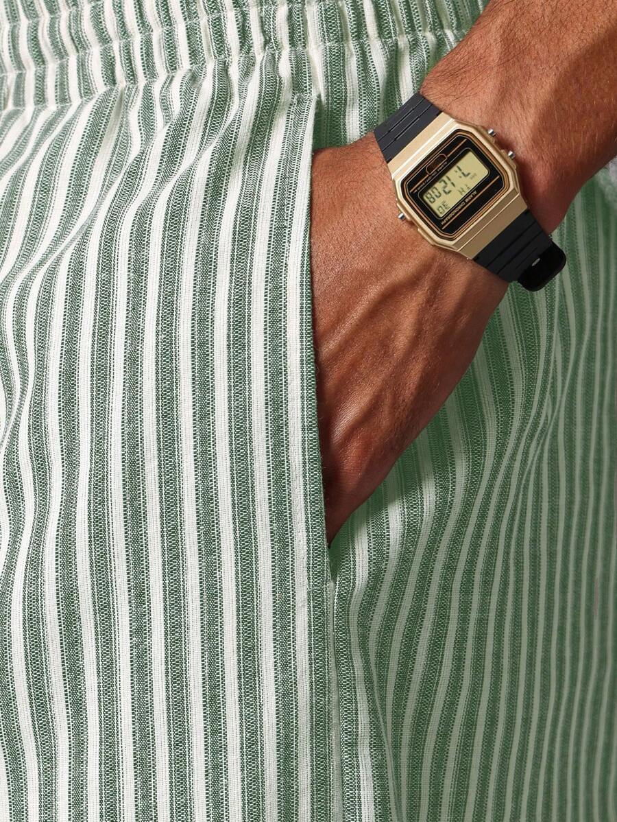 Calça Pavtros Studios Linen Pinstripe Relaxed Trousers