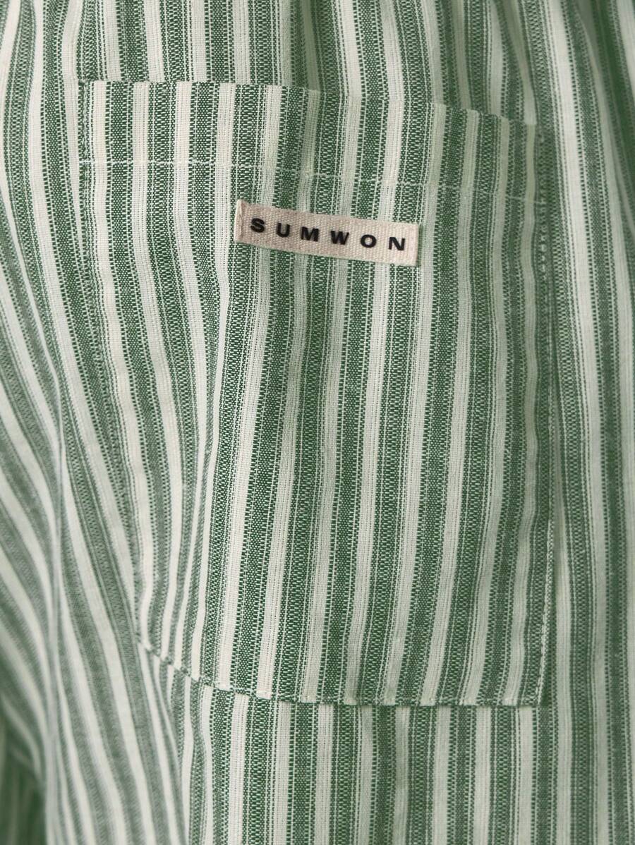 Calça Pavtros Studios Linen Pinstripe Relaxed Trousers