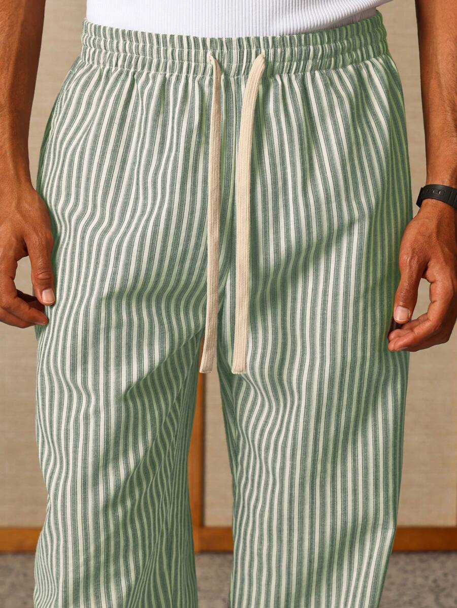 Calça Pavtros Studios Linen Pinstripe Relaxed Trousers