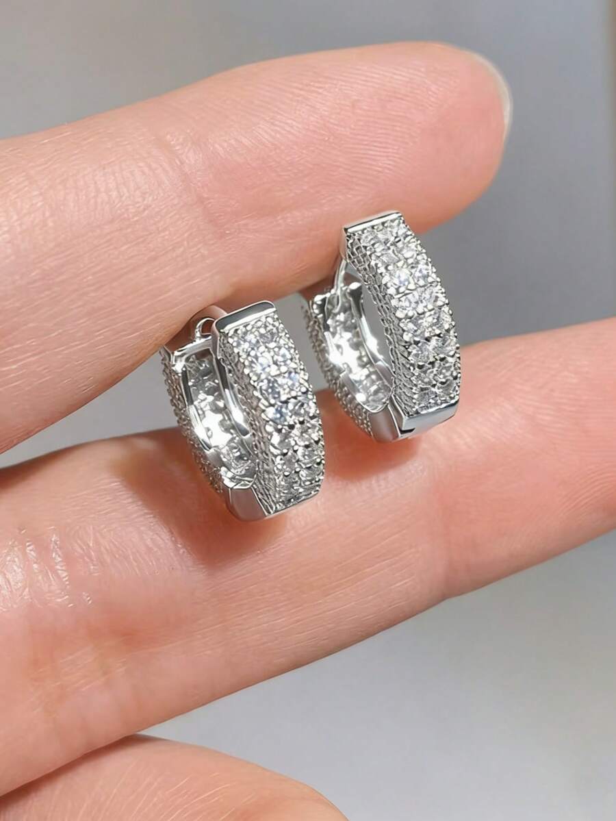 Brincos Pavtros Strass Minimalista