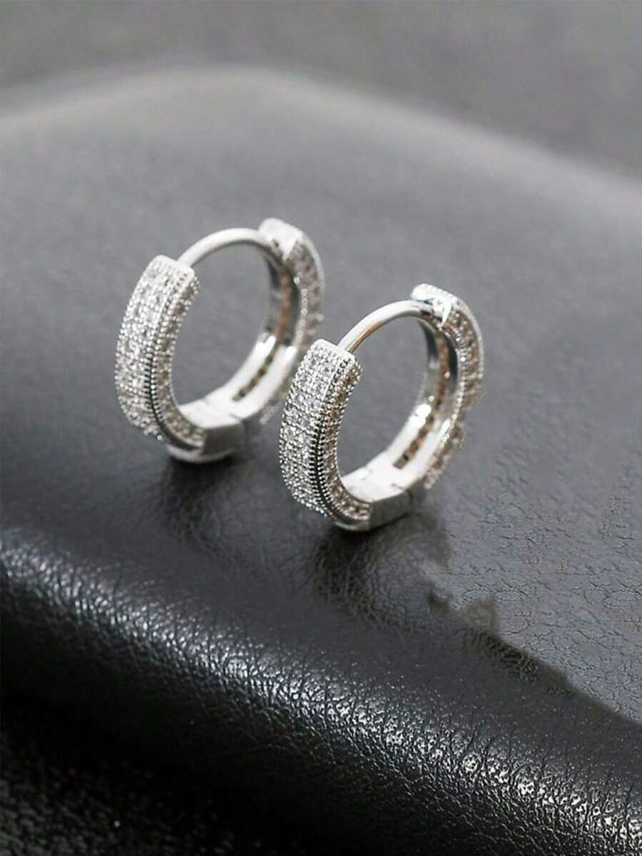 Brincos Pavtros Strass Minimalista