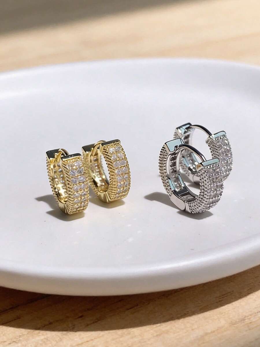 Brincos Pavtros Strass Minimalista