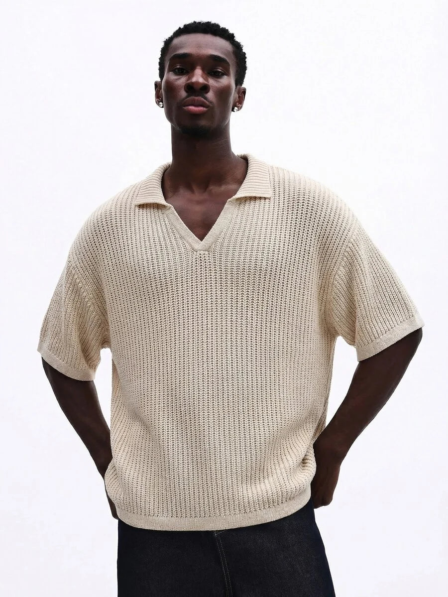 Camisa Polo Pavtros Studios Ribbed Heavy Knit Polo