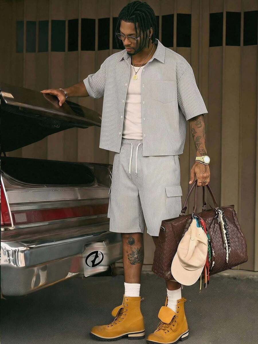 Conjunto Pavtros Studios Knit Retro Polo Shorts Set