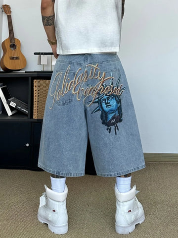 Bermuda Jorts Jeans Pavtros Studios Solidarity Statue