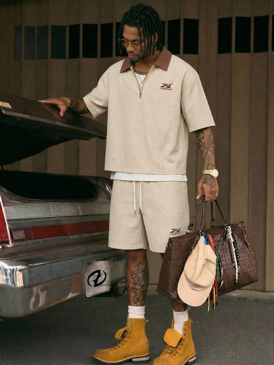 Conjunto Pavtros Studios Knit Retro Polo Shorts Set