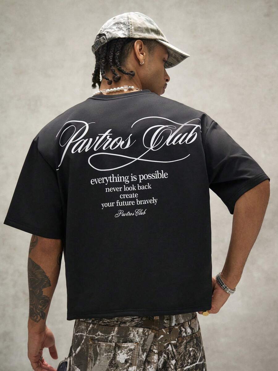 Camiseta Pavtros Club Calligraphy Black Oversized
