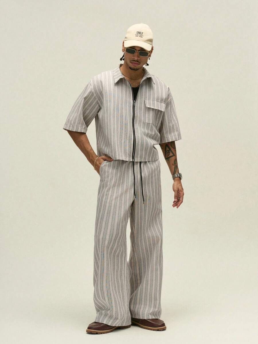 Conjunto Pavtros Studios Pinstripe Short-Sleeve Tracksuit
