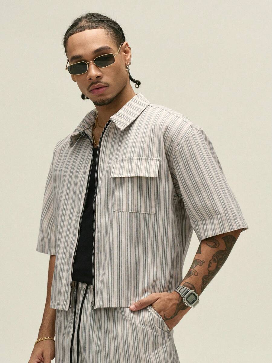Conjunto Pavtros Studios Pinstripe Short-Sleeve Tracksuit