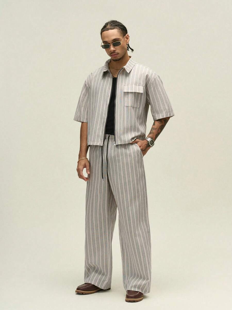 Conjunto Pavtros Studios Pinstripe Short-Sleeve Tracksuit