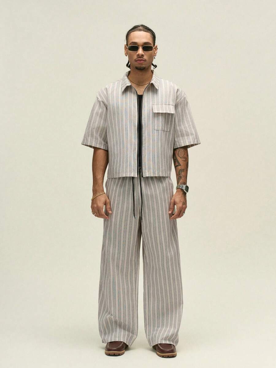 Conjunto Pavtros Studios Pinstripe Short-Sleeve Tracksuit