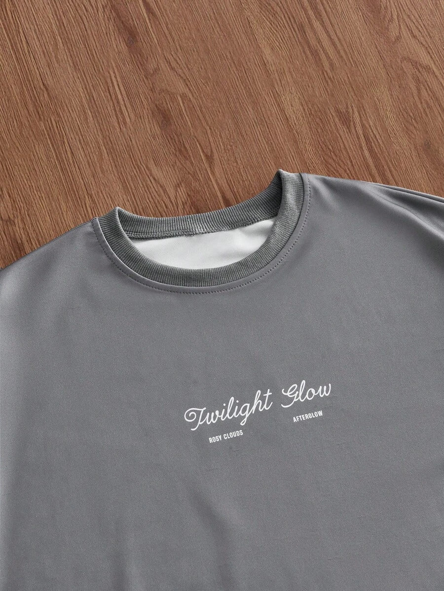 SWAVVY Camiseta Casual Masculina com Estampa de Letra, Decote Redondo e Ombros Caídos, Verão