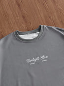 SWAVVY Camiseta Casual Masculina com Estampa de Letra, Decote Redondo e Ombros Caídos, Verão