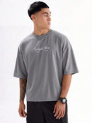 SWAVVY Camiseta Casual Masculina com Estampa de Letra, Decote Redondo e Ombros Caídos, Verão