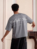 SWAVVY Camiseta Casual Masculina com Estampa de Letra, Decote Redondo e Ombros Caídos, Verão