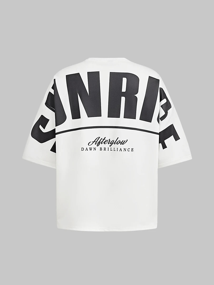 SWAVVY Camiseta Casual Masculina com Estampa de Letra, Decote Redondo e Ombros Caídos, Verão
