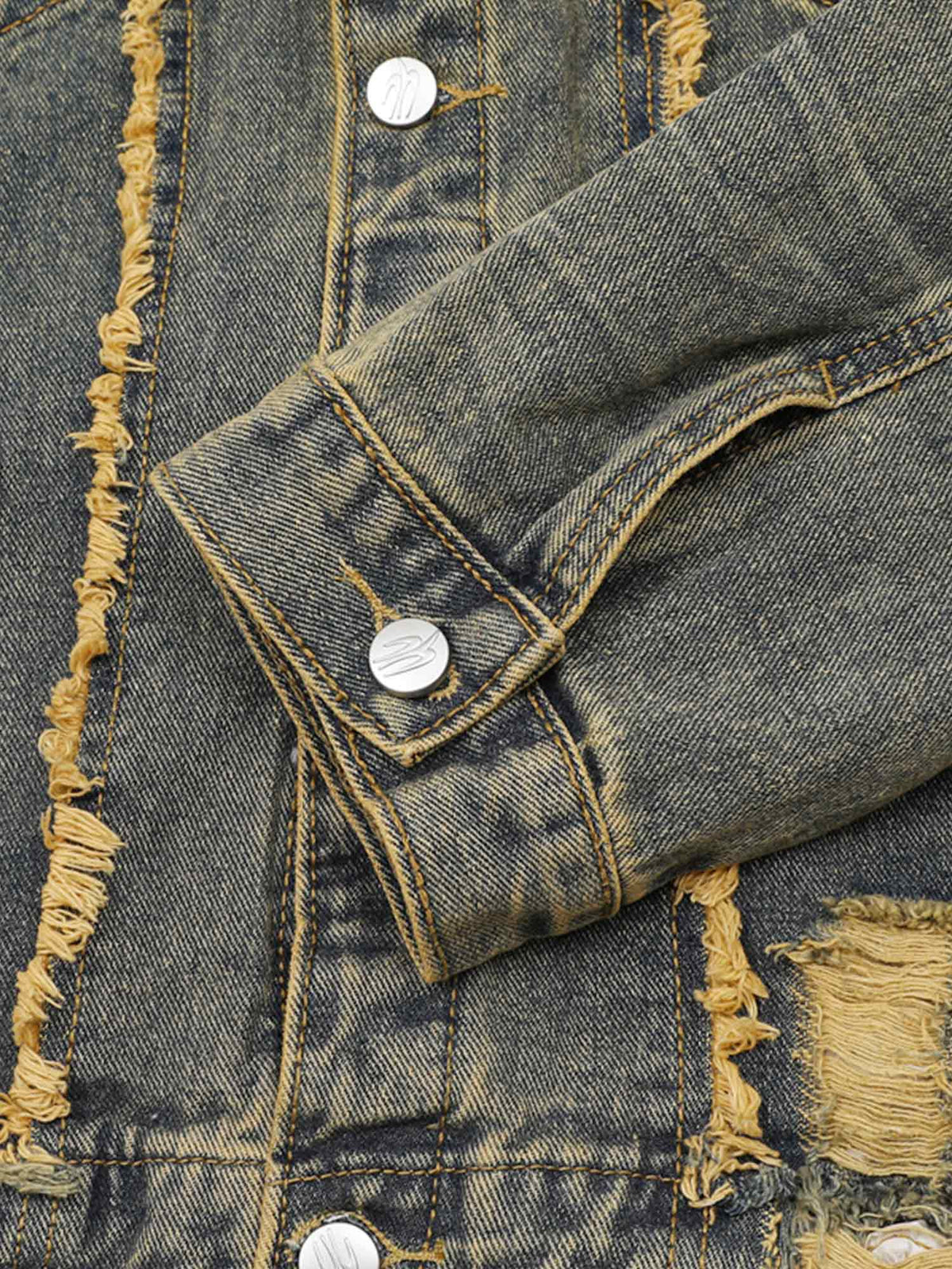Jaqueta Pavtros Studios Deconstructed Fringe Denim Jacket