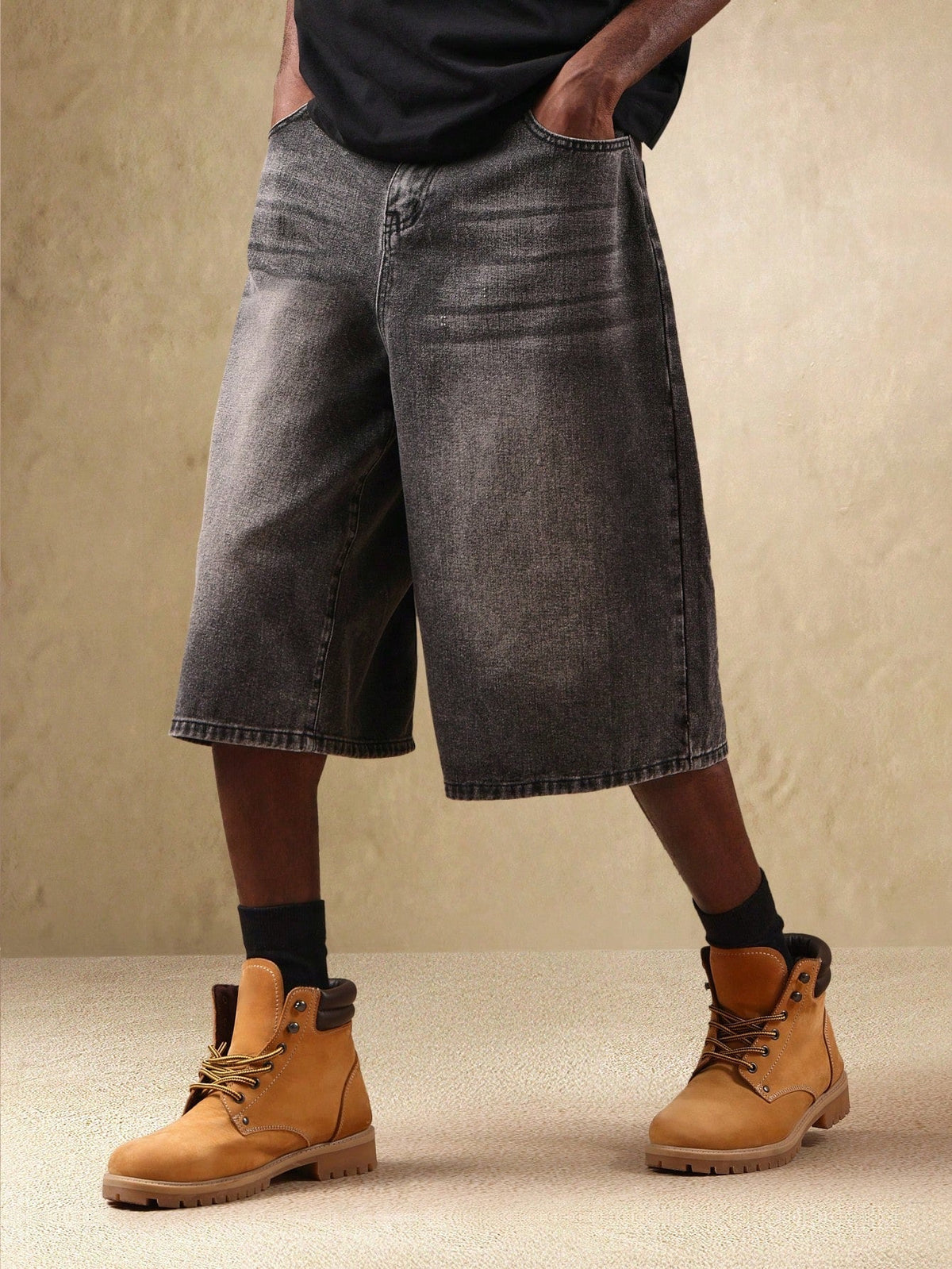 Short Pavtros Denim Oversized Perna Larga