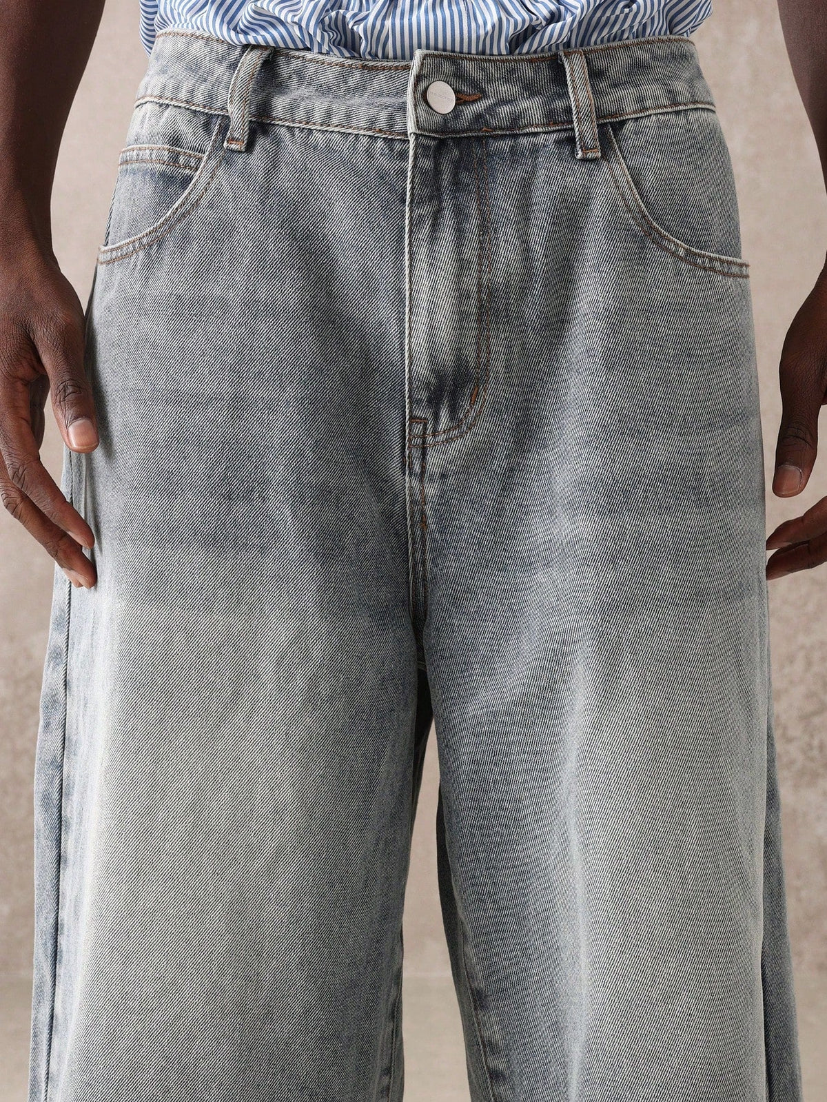 Short Pavtros Denim Oversized Perna Larga