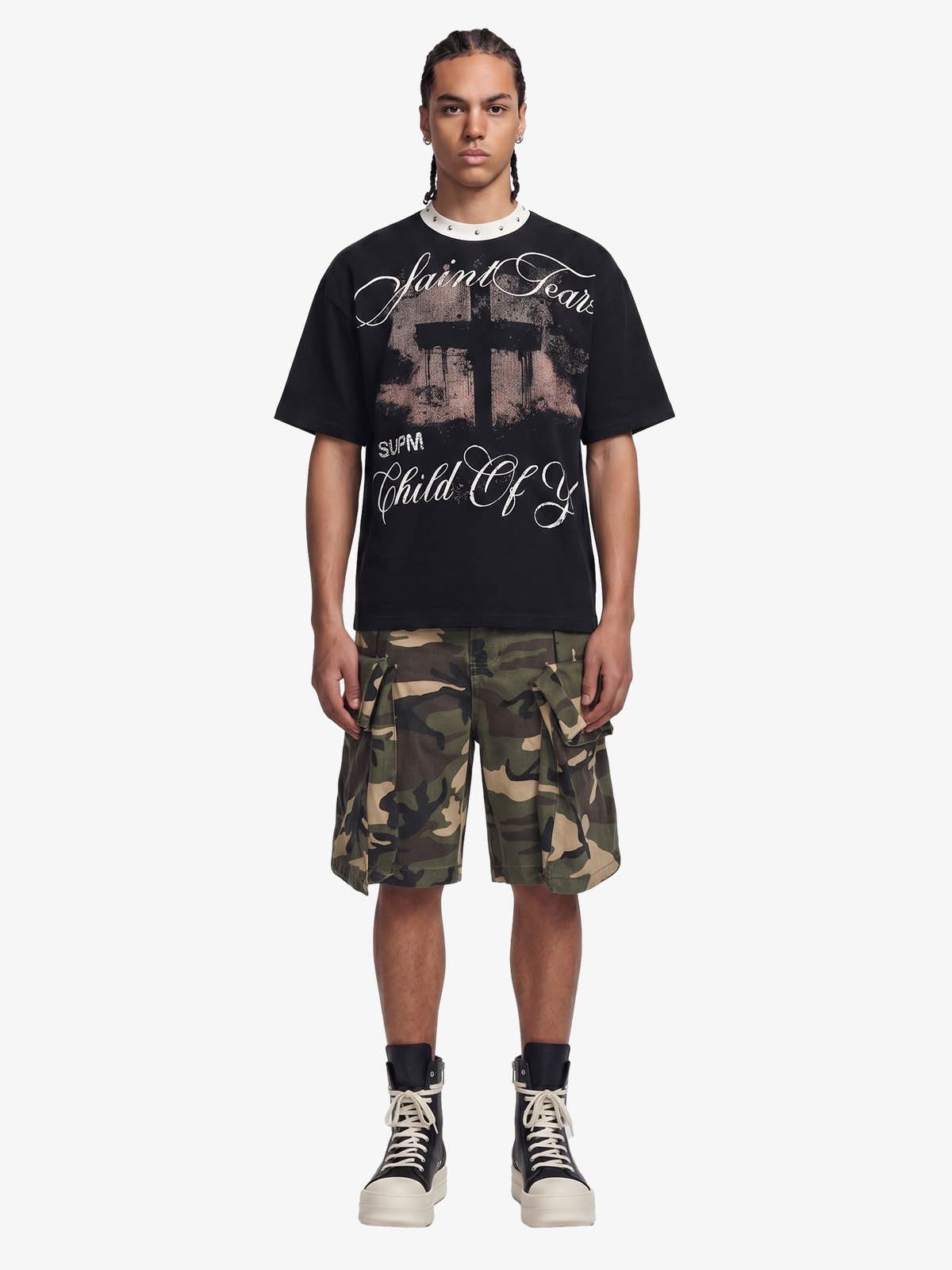 Camiseta Pavtros Studios Saint Fear Studded Oversized