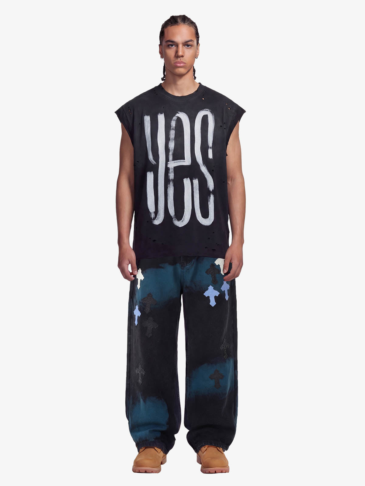 Calça Jeans Pavtros Cross Leather Patch Washed