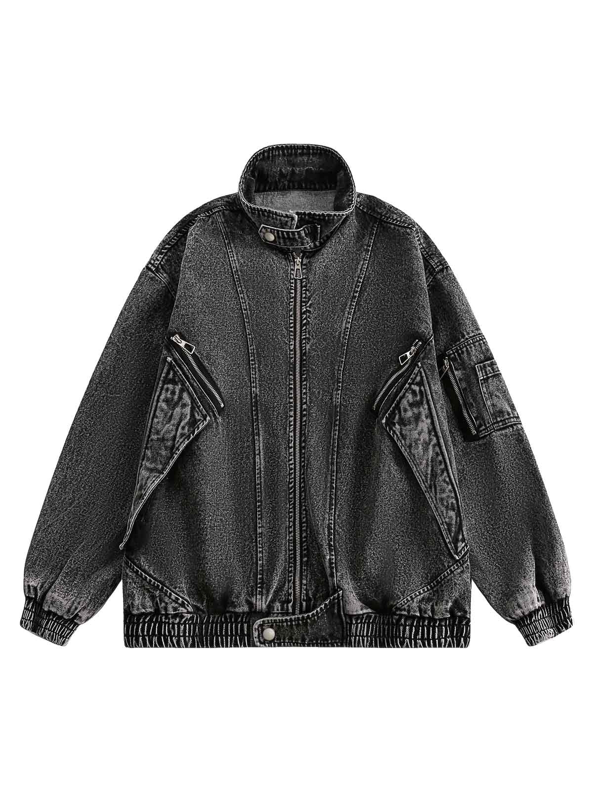Jaqueta Pavtros Studios Technical Acid Wash Denim Bomber
