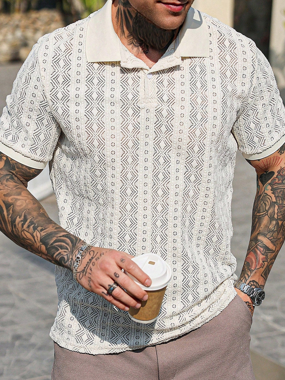 Camisa Polo Pavtros Geo Knit