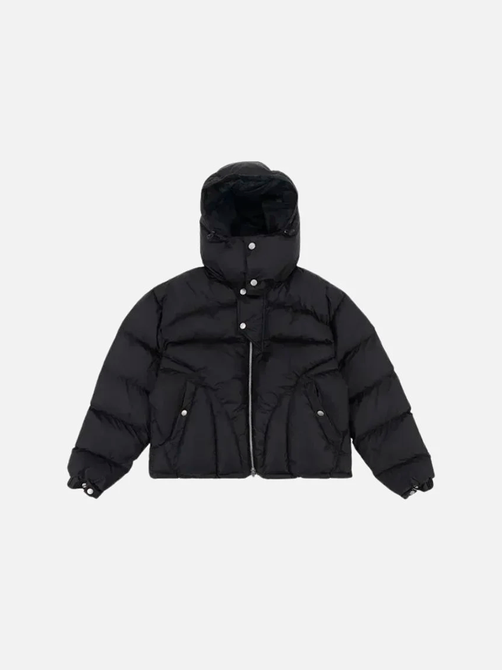 Jaqueta Pavtros Puffer Preta Capuz 'Comptom'