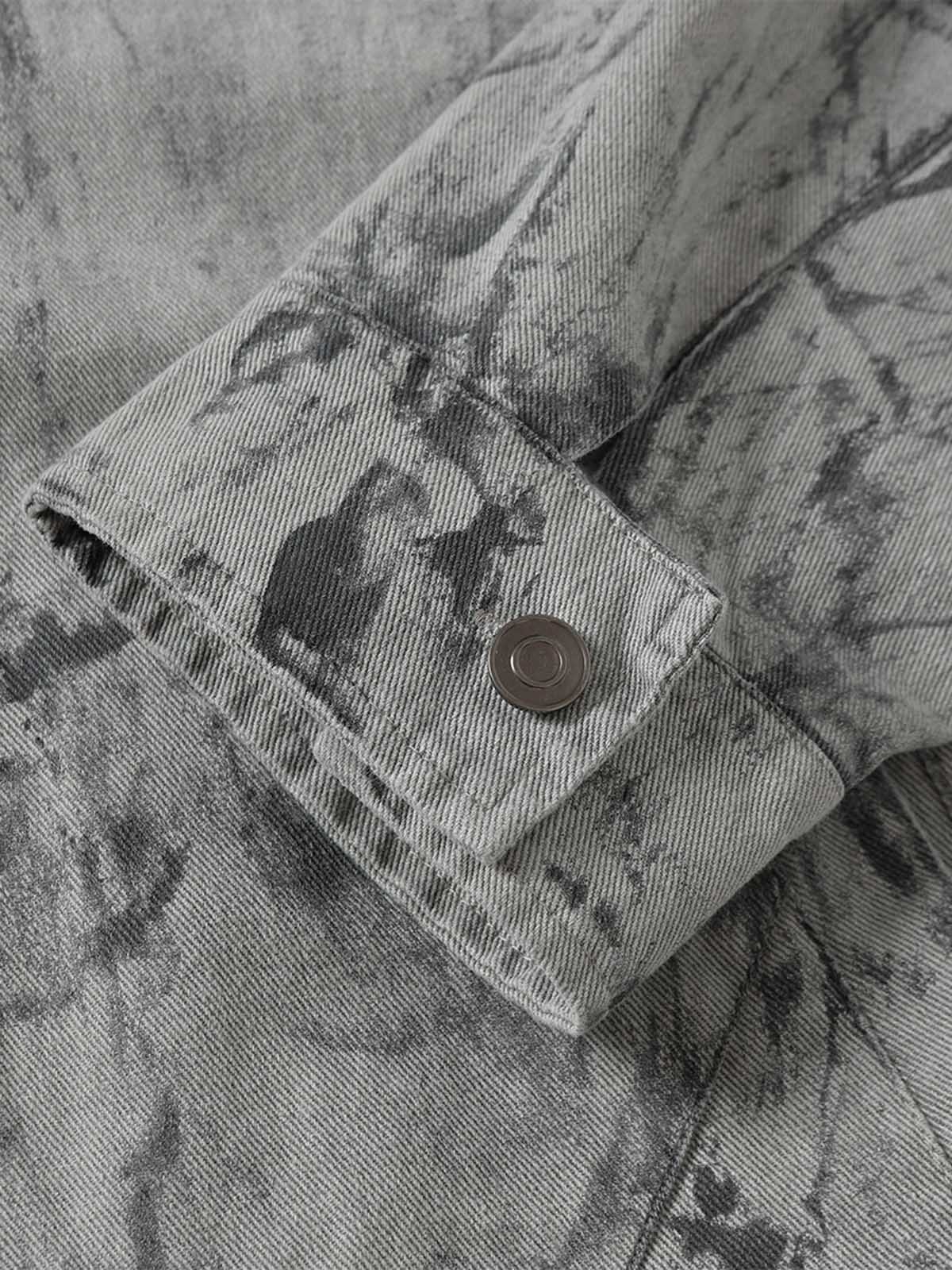 Jaqueta Pavtros Tie-Dye Denim Bomber