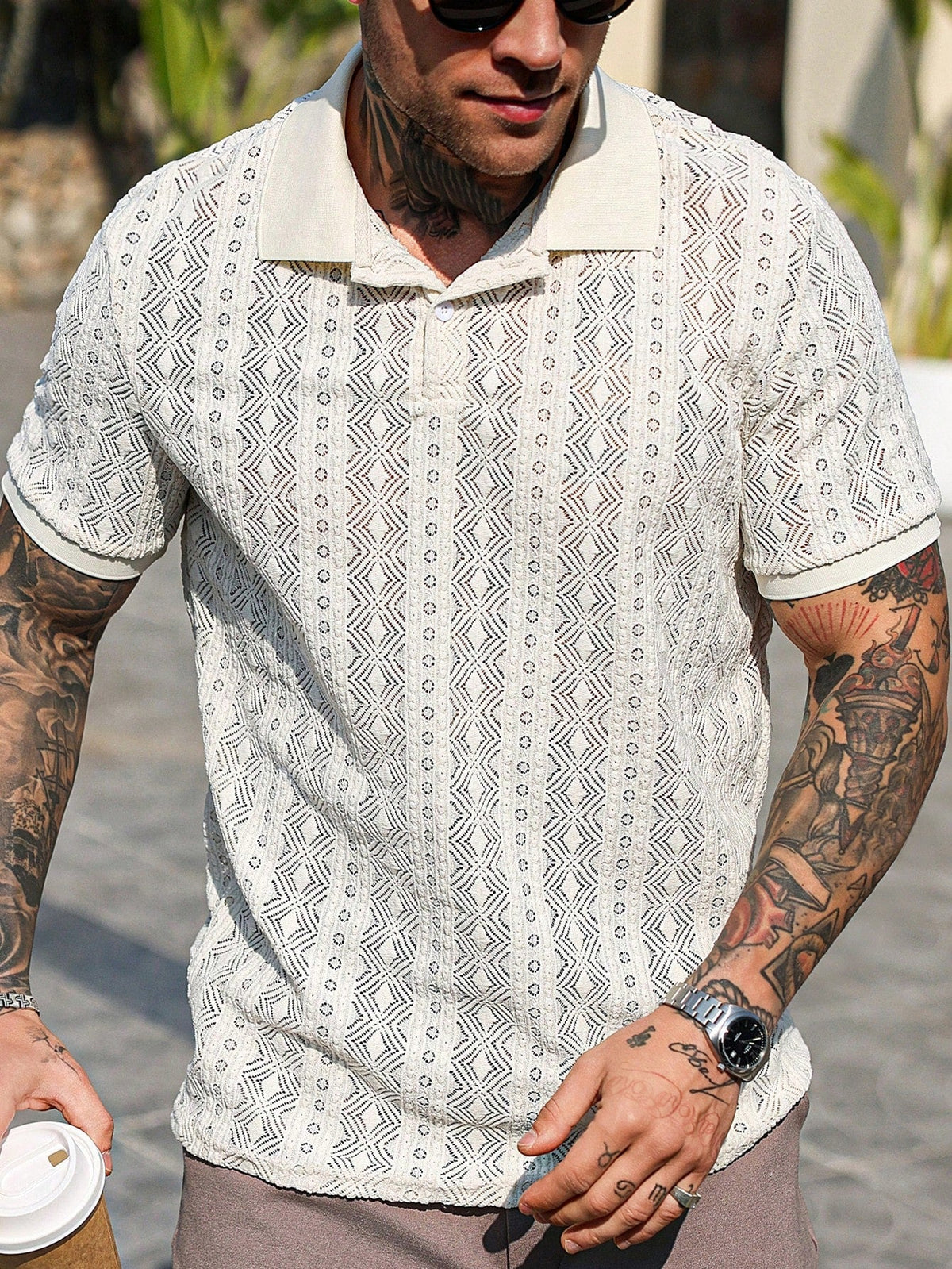 Camisa Polo Pavtros Geo Knit