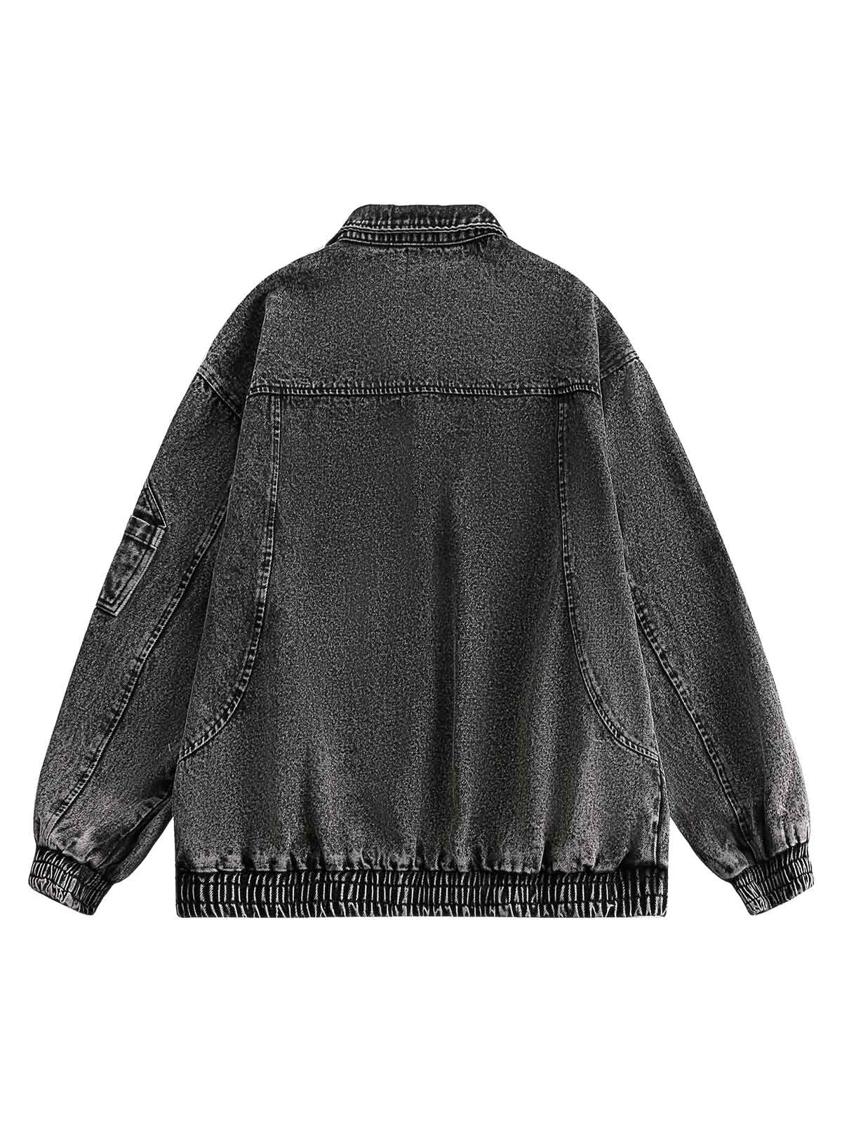 Jaqueta Pavtros Studios Technical Acid Wash Denim Bomber