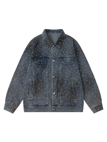 Jaqueta Pavtros Studios Rhinestone Denim Jacket
