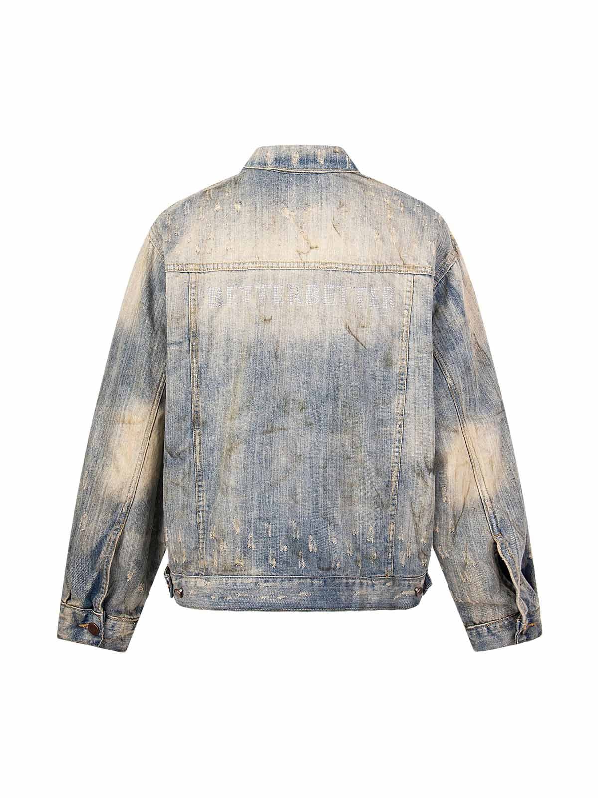 Jaqueta Pavtros Studios Destroyed Oil Wash Denim Jacket