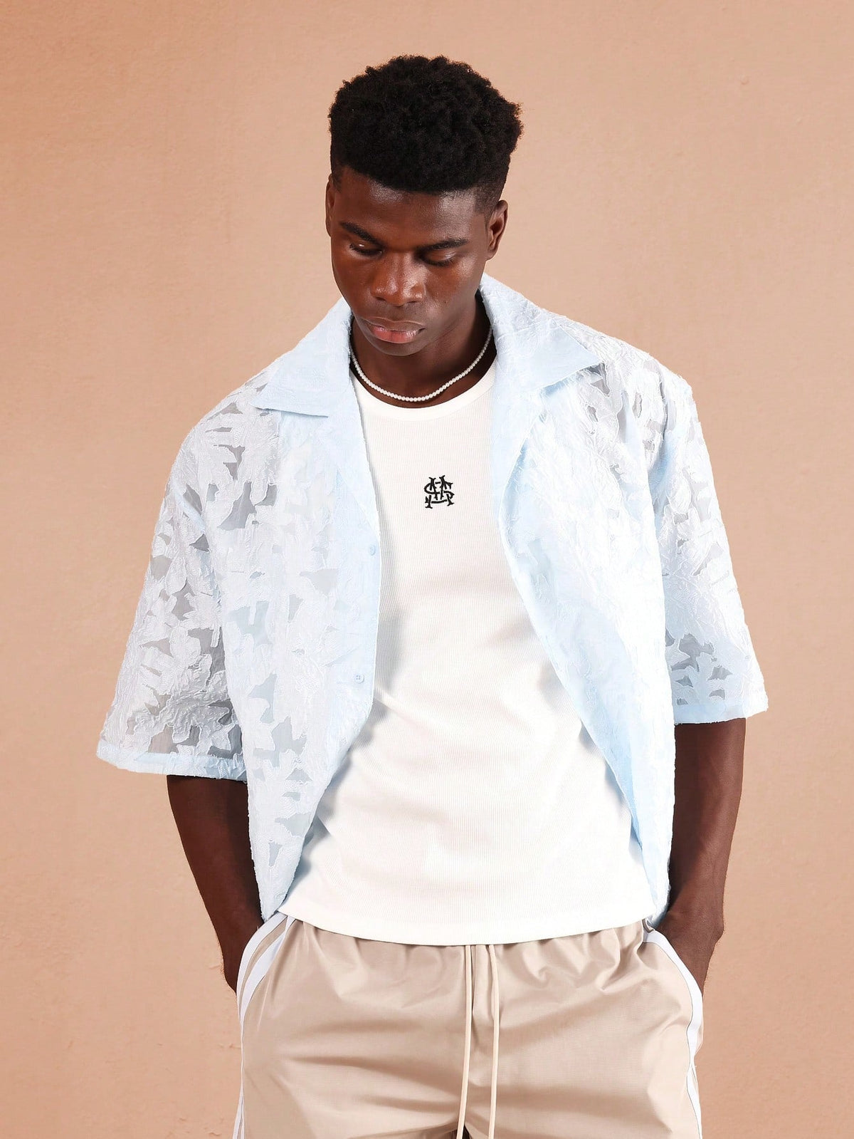 Camisa Pavtros Renda Jacquard