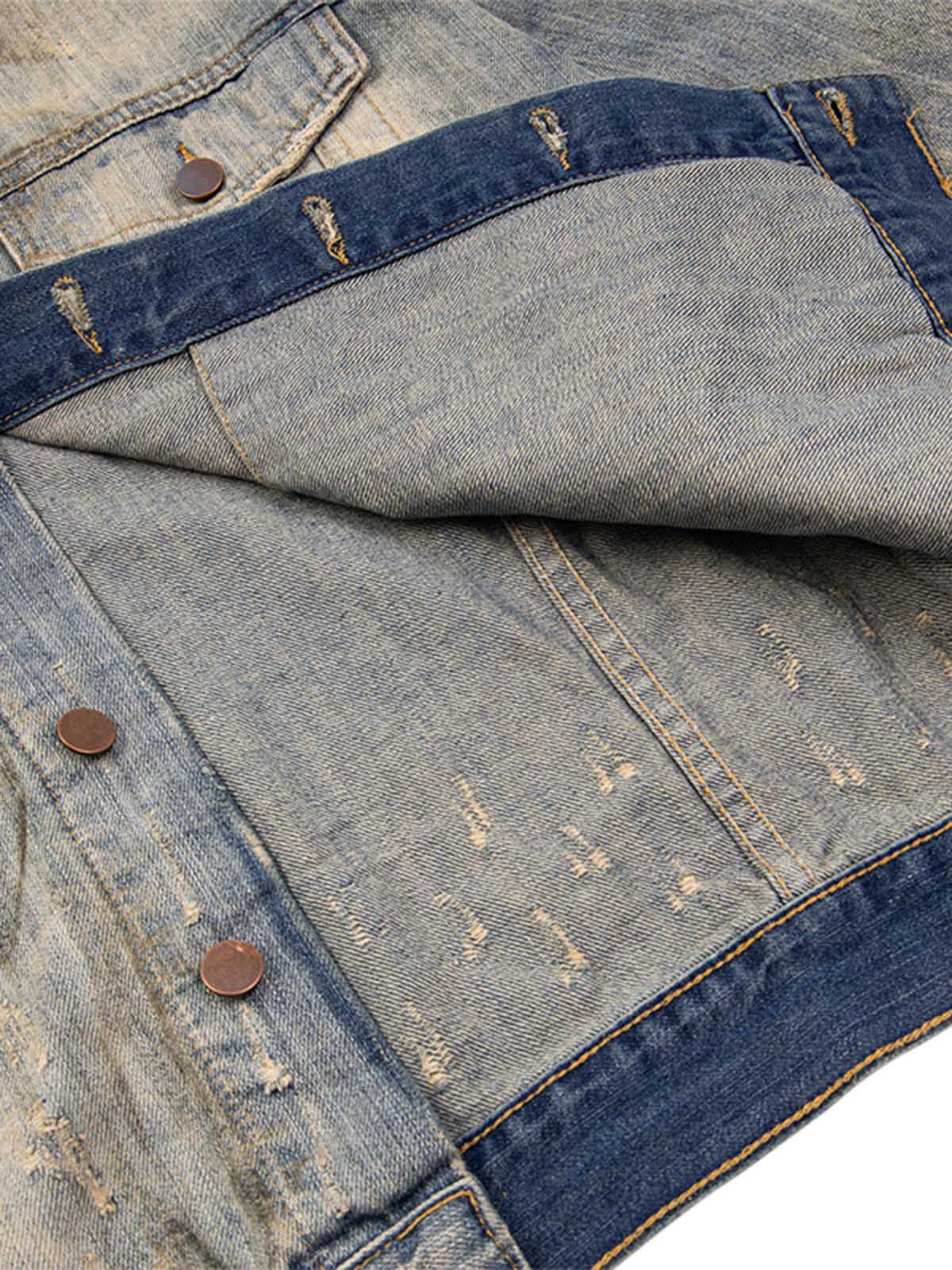 Jaqueta Pavtros Studios Destroyed Oil Wash Denim Jacket