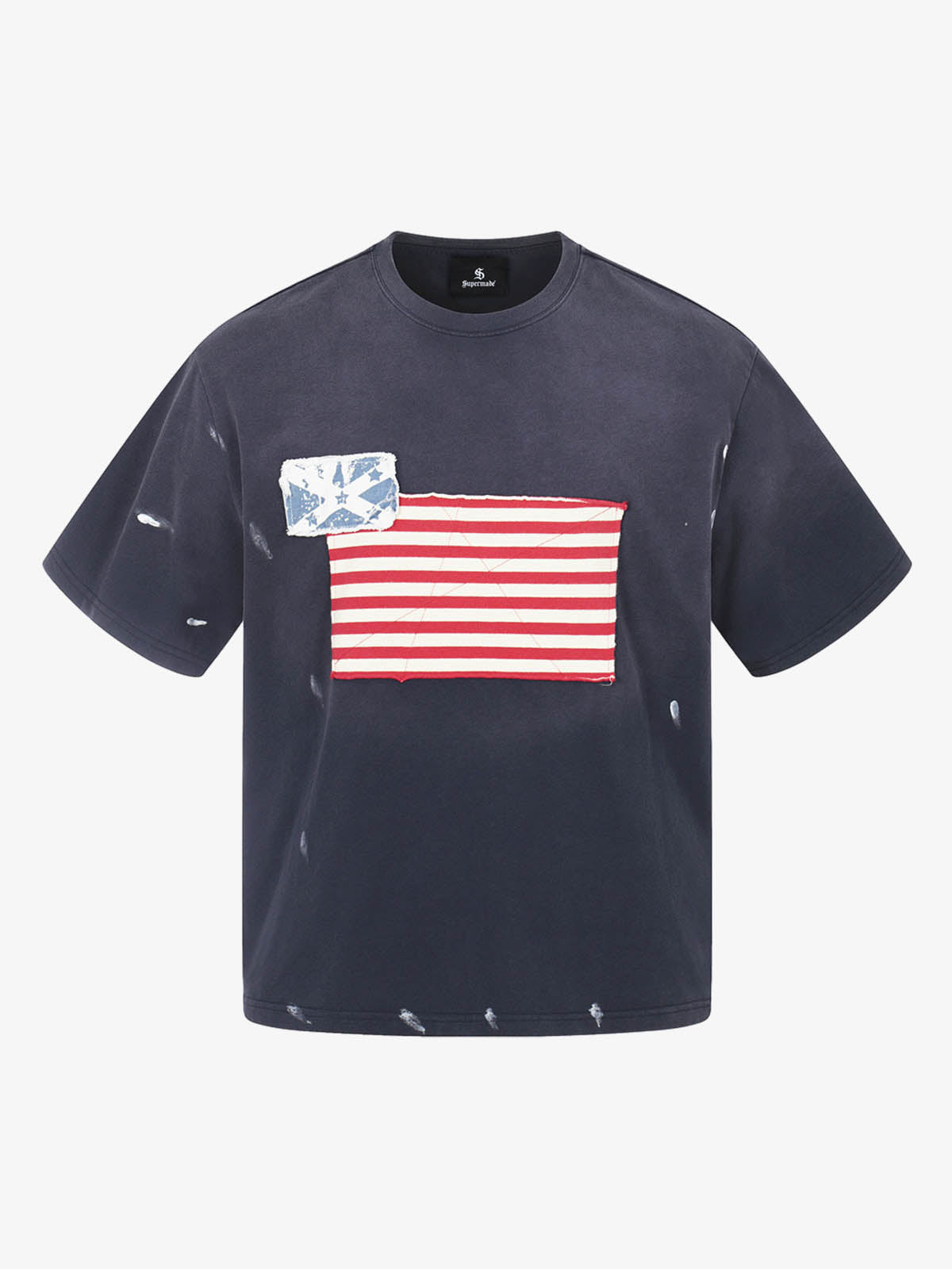 Camiseta Pavtros Flag Washed Black Oversized